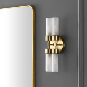 Safavieh Joli, 4 Light, 5.75 Inch, Brass, Iron/Glass Wall Sconce Brass Gold / Clear SCN4142B