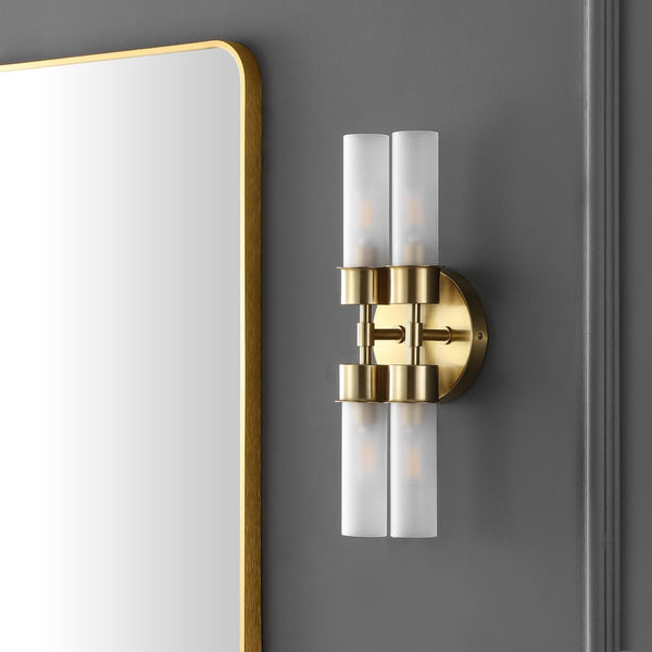 Safavieh Joli, 4 Light, 5.75 Inch, Brass, Iron/Glass Wall Sconce Brass Gold / Clear SCN4142B