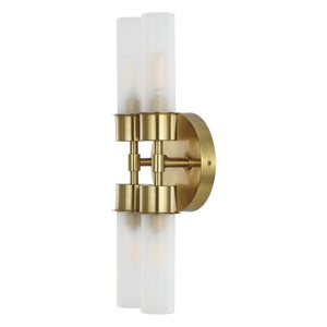 Safavieh Joli, 4 Light, 5.75 Inch, Brass, Iron/Glass Wall Sconce Brass Gold / Clear SCN4142B