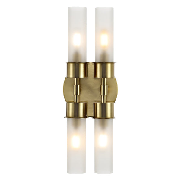 Safavieh Joli, 4 Light, 5.75 Inch, Brass, Iron/Glass Wall Sconce Brass Gold / Clear SCN4142B