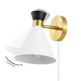 Safavieh Jordie, 9.25 Inch, Brass/Black/White, Iron Wall Sconce X23 Black / White 8" x 8.25" x 9.25"