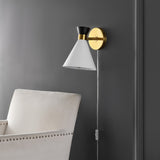 Safavieh Jordie, 9.25 Inch, Brass/Black/White, Iron Wall Sconce X23 Black / White 8" x 8.25" x 9.25"