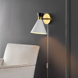 Safavieh Jordie, 9.25 Inch, Brass/Black/White, Iron Wall Sconce X23 Black / White 8" x 8.25" x 9.25"