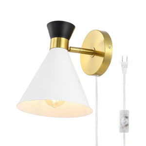 Safavieh Jordie, 9.25 Inch, Brass/Black/White, Iron Wall Sconce X23 Black / White 8" x 8.25" x 9.25"