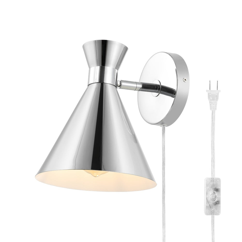 Safavieh JORDIE, 8.25 Inch Iron Wall Sconce for Elegant Ambient Lighting in Living Spaces and Hallways Chrome SCN4143C