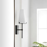 Safavieh Nanda, 6.75 Inch, Black, Iron/Glass Wall Sconce X23 Black 6" x 6.75" x 18.5"