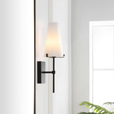 Safavieh Nanda, 6.75 Inch, Black, Iron/Glass Wall Sconce X23 Black 6" x 6.75" x 18.5"