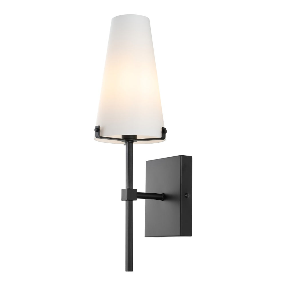 Safavieh NANDA, Modern Iron and Glass Wall Sconce for Ambient Lighting in Hallways and Living Spaces Black SCN4144A