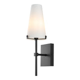 Safavieh Nanda, 6.75 Inch, Black, Iron/Glass Wall Sconce X23 Black 6" x 6.75" x 18.5"