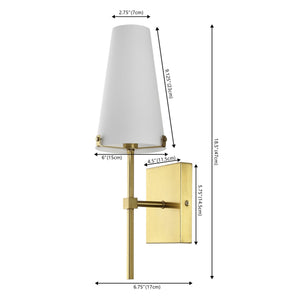 Safavieh Nanda, 6.75 Inch, Brass, Iron/Glass Wall Sconce X23 Brass Gold 6" x 6.75" x 18.5"