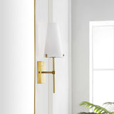 Safavieh Nanda, 6.75 Inch, Brass, Iron/Glass Wall Sconce X23 Brass Gold 6" x 6.75" x 18.5"