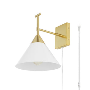 Safavieh VELEZIA, 12.5-Inch Minimalist Iron Wall Sconce for Ambient Illumination and Stylish Home Decor Gold / White SCN4146A