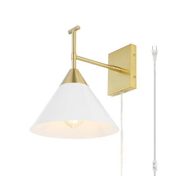 Safavieh VELEZIA, 12.5-Inch Minimalist Iron Wall Sconce for Ambient Illumination and Stylish Home Decor Gold / White SCN4146A