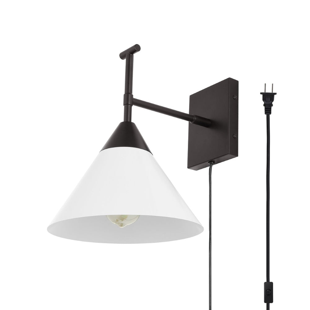 Safavieh VELEZIA, 12.5-Inch Minimalist Iron Wall Sconce for Ambient Illumination and Stylish Home Decor Black / White SCN4146B