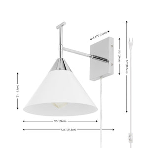 Safavieh VELEZIA, 12.5-Inch Minimalist Iron Wall Sconce for Ambient Illumination and Stylish Home Decor Chrome / White SCN4146C