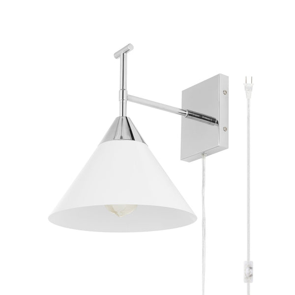 Safavieh VELEZIA, 12.5-Inch Minimalist Iron Wall Sconce for Ambient Illumination and Stylish Home Decor Chrome / White SCN4146C