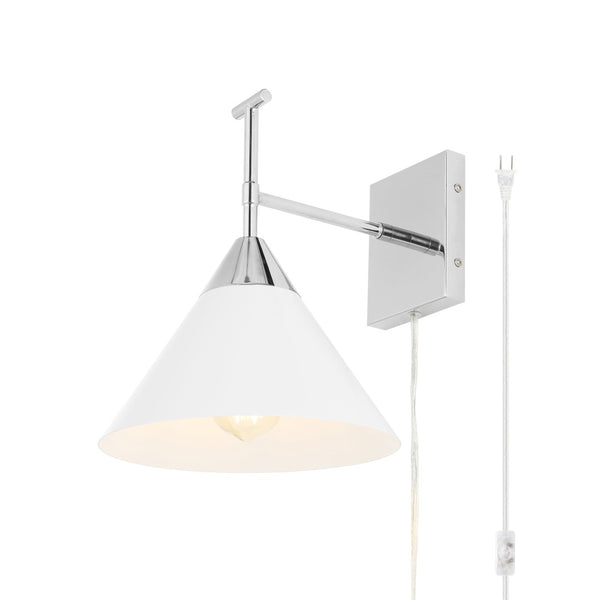 Safavieh VELEZIA, 12.5-Inch Minimalist Iron Wall Sconce for Ambient Illumination and Stylish Home Decor Chrome / White SCN4146C