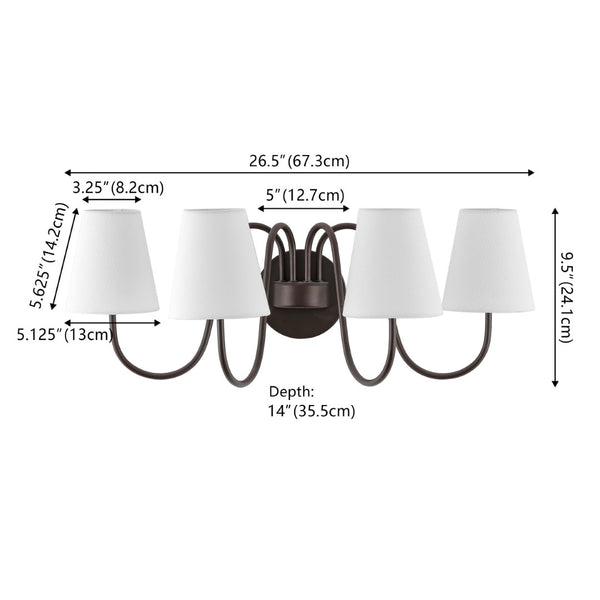 Safavieh RHEA, 4-Light Wall Sconce in Oil Rubbed Bronze - Elegant Metal Design for Modern & Classic Spaces SCN4147A