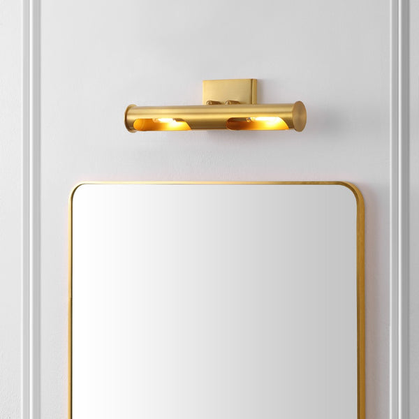 Safavieh ROBYN, 2-Light Wall Sconce in Warm Brass – Modern Minimalist Design for Stylish Home Illumination SCN4148A