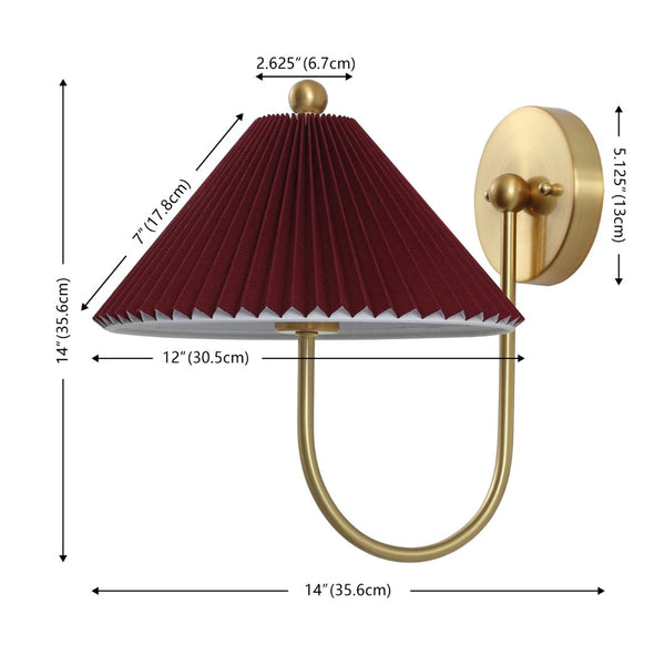 Safavieh CHRISSY, Elegant 14-Inch Burgundy/Brass Wall Sconce Set of 2 for Warm Ambient Lighting Home Decor SCN4149A-SET2