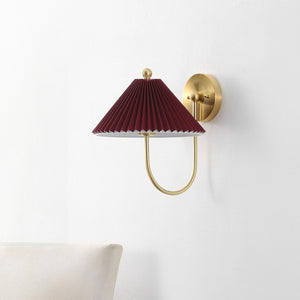 Safavieh CHRISSY, Elegant 14-Inch Burgundy/Brass Wall Sconce Set of 2 for Warm Ambient Lighting Home Decor SCN4149A-SET2
