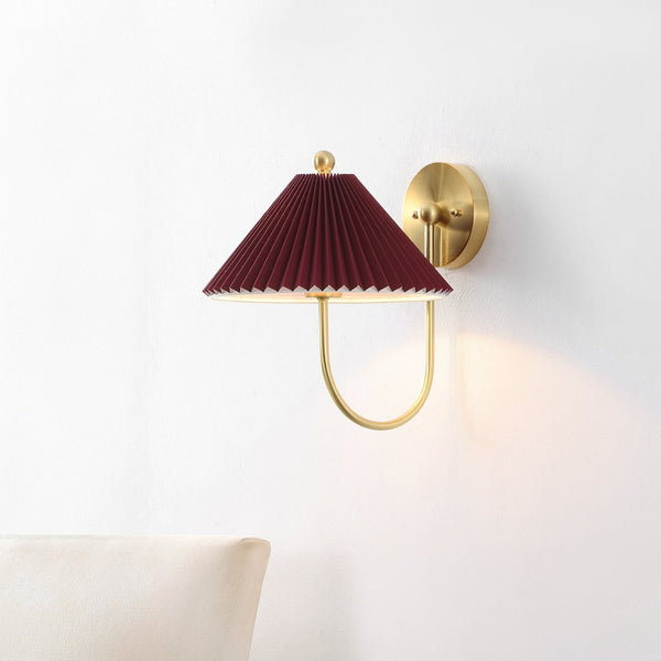 Safavieh CHRISSY, Elegant 14-Inch Burgundy/Brass Wall Sconce Set of 2 for Warm Ambient Lighting Home Decor SCN4149A-SET2