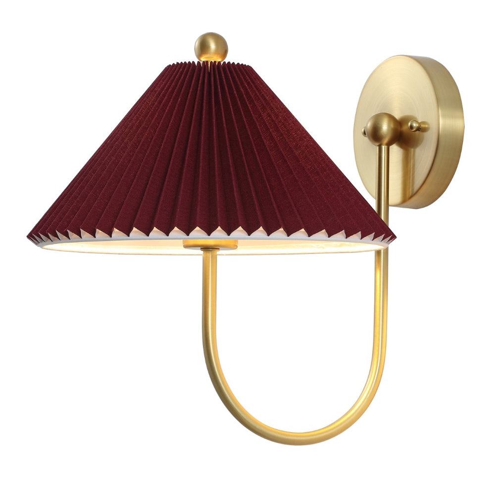 Safavieh CHRISSY, Elegant 14-Inch Burgundy/Brass Wall Sconce Set of 2 for Warm Ambient Lighting Home Decor SCN4149A-SET2