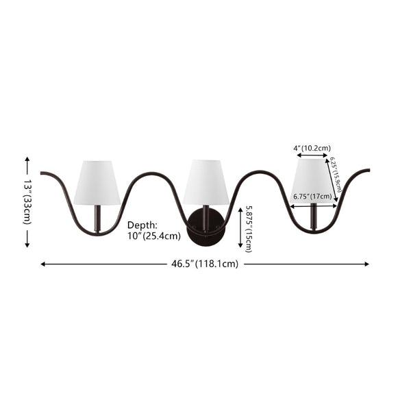Safavieh RYLIE, 3-Light Wall Sconce in Oil Rubbed Bronze - Elegant Metal & Fabric Design for Any Space SCN4150A