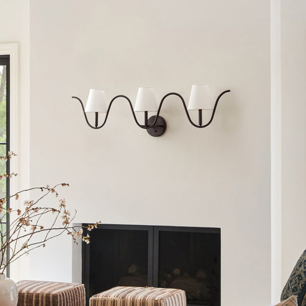 Safavieh Rylie, Elegant 3-light Wall Sconce In Oil Rubbed Bronze With Chic Fabric Shade, 46.5 Inches Long Oil Rub Bronze Metal Body ,Fabric Shade Scn4150a