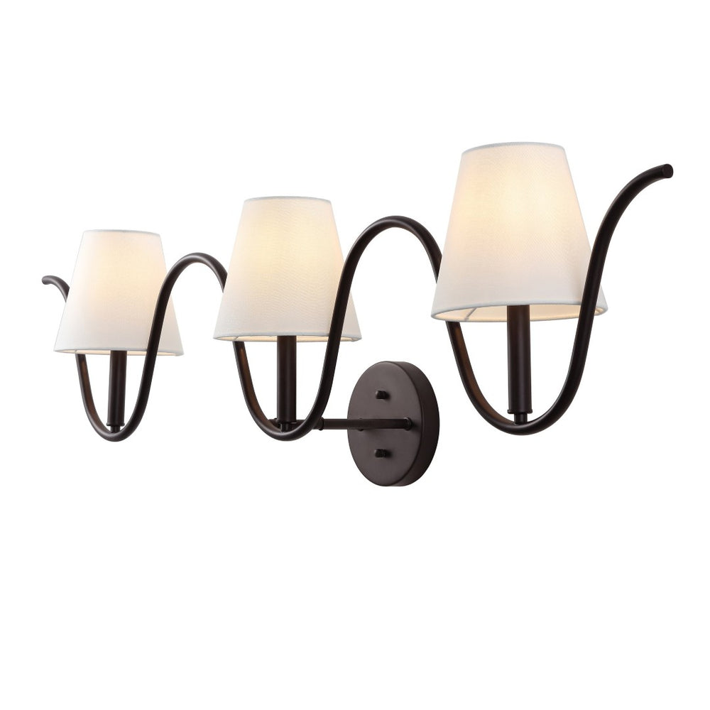 Safavieh RYLIE, 3-Light Wall Sconce in Oil Rubbed Bronze - Elegant Metal & Fabric Design for Any Space SCN4150A