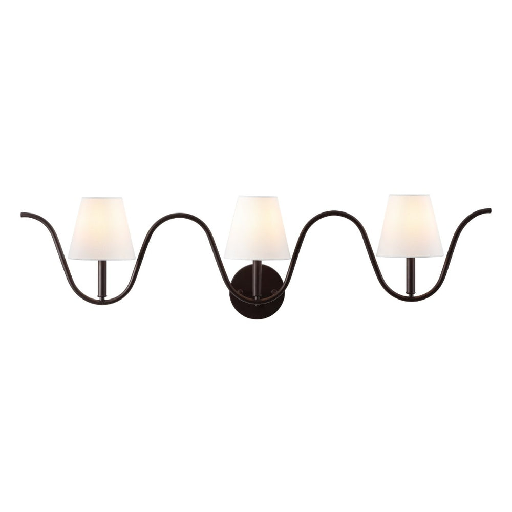 Safavieh RYLIE, 3-Light Wall Sconce in Oil Rubbed Bronze - Elegant Metal & Fabric Design for Any Space SCN4150A