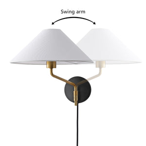 Safavieh Marni, 17.5" Brass & Black Wall Sconce With Fabric Shade — Modern Ambient Light For Hallways SCN4152A