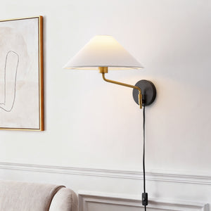 Safavieh Marni, 17.5" Brass & Black Wall Sconce With Fabric Shade — Modern Ambient Light For Hallways SCN4152A