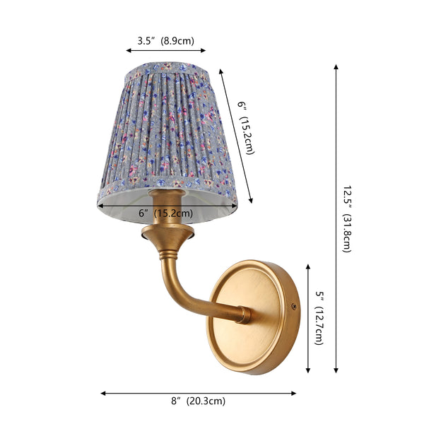 Safavieh Maicie, 8-Inch Fabric Wall Sconce Set Of 2 With Gold-Accented Iron Frame For Modern Ambience BLUE / GOLD SCN4155A-SET2