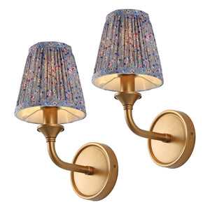 Safavieh Maicie, 8-Inch Fabric Wall Sconce Set Of 2 With Gold-Accented Iron Frame For Modern Ambience BLUE / GOLD SCN4155A-SET2