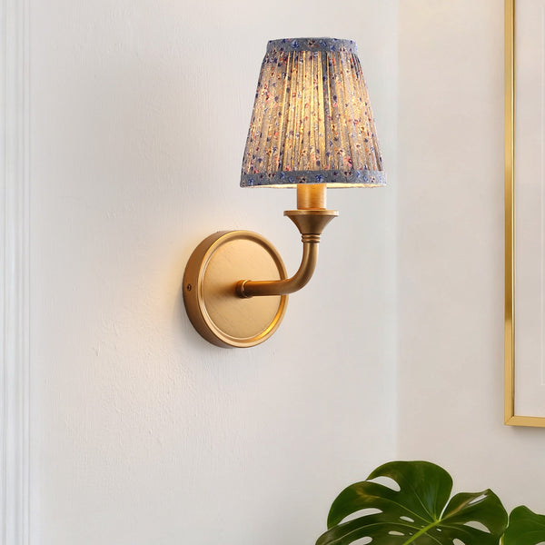 Safavieh Maicie, 8-Inch Fabric Wall Sconce Set Of 2 With Gold-Accented Iron Frame For Modern Ambience BLUE / GOLD SCN4155A-SET2