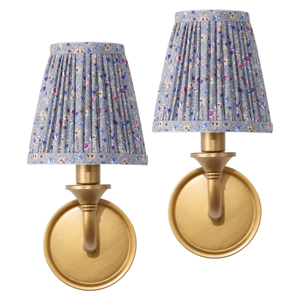 Safavieh Maicie, 8-Inch Fabric Wall Sconce Set Of 2 With Gold-Accented Iron Frame For Modern Ambience BLUE / GOLD SCN4155A-SET2