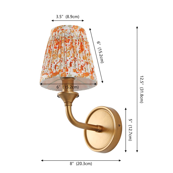Safavieh Maicie, 8-Inch Fabric Wall Sconce Set Of 2 With Gold-Accented Iron Frame For Modern Ambience ORANGE / GOLD SCN4155B-SET2