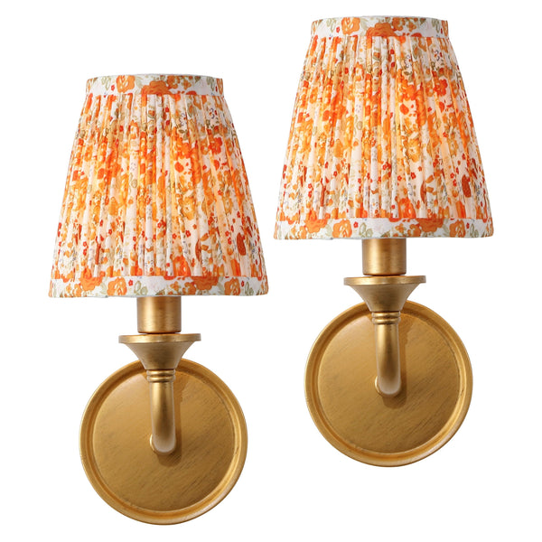 Safavieh Maicie, 8-Inch Fabric Wall Sconce Set Of 2 With Gold-Accented Iron Frame For Modern Ambience ORANGE / GOLD SCN4155B-SET2
