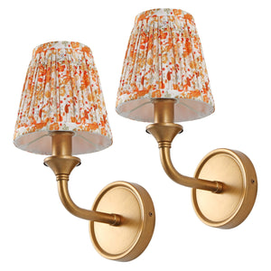 Safavieh Maicie, 8-Inch Fabric Wall Sconce Set Of 2 With Gold-Accented Iron Frame For Modern Ambience ORANGE / GOLD SCN4155B-SET2