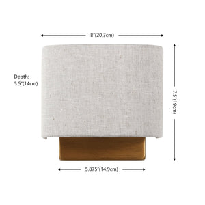 Safavieh Deria, 8-Inch Oatmeal & Gold Wall Sconce Set Of 2 — Fabric Shade Ambient Lighting For Home Decor SCN4156A-SET2