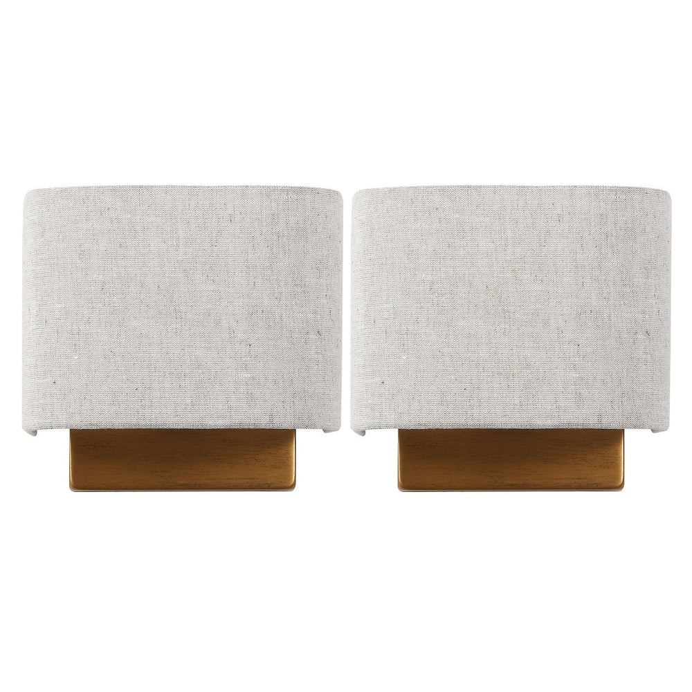 Safavieh Deria, 8-Inch Oatmeal & Gold Wall Sconce Set Of 2 — Fabric Shade Ambient Lighting For Home Decor SCN4156A-SET2
