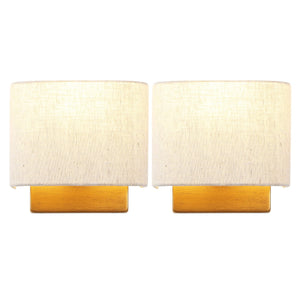 Safavieh Deria, 8-Inch Oatmeal & Gold Wall Sconce Set Of 2 — Fabric Shade Ambient Lighting For Home Decor SCN4156A-SET2