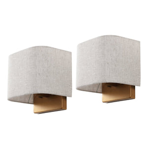 Safavieh Deria, 8-Inch Oatmeal & Gold Wall Sconce Set Of 2 — Fabric Shade Ambient Lighting For Home Decor SCN4156A-SET2