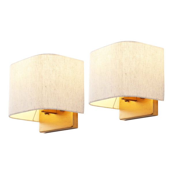 Safavieh Deria, 8-Inch Oatmeal & Gold Wall Sconce Set Of 2 — Fabric Shade Ambient Lighting For Home Decor SCN4156A-SET2