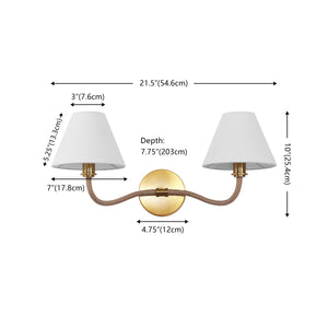 Safavieh Mara, Two-Light Brushed Brass Wall Sconce With White Fabric Shade — 21.75" Ambient Lighting Fixture SCN4157A
