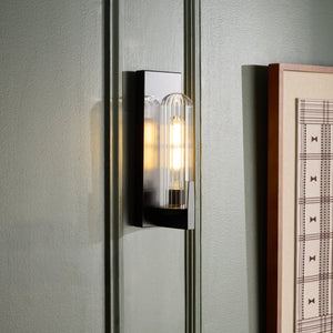 Safavieh NICOLA, Elegant Metal and Glass Wall Sconce Set of 2 for Modern Ambient Lighting in Any Space Black SCN7002A-SET2