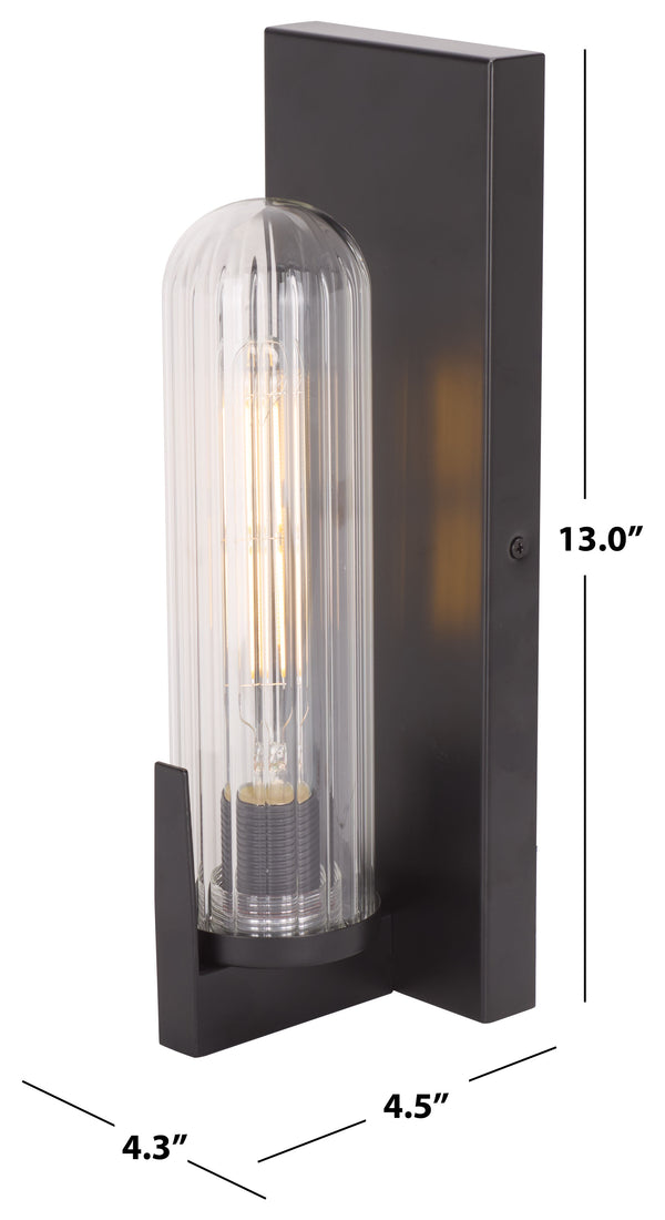 Safavieh Nicola, Elegant Metal/Glass Wall Sconce Set Of 2 - Illuminate Your Home With Timeless Style & Warmth Black Metal Body ,Glass Shade Scn7002a-set2