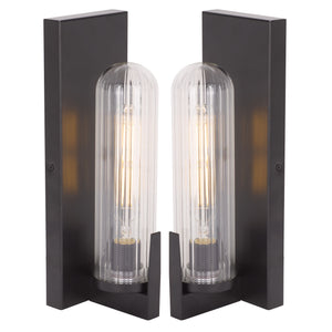 Safavieh Nicola, Elegant Metal/Glass Wall Sconce Set Of 2 - Illuminate Your Home With Timeless Style & Warmth Black Metal Body ,Glass Shade Scn7002a-set2