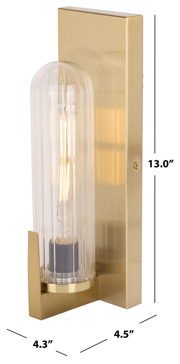 Safavieh Nicola, Elegant Metal/Glass Wall Sconce Set Of 2 - Illuminate Your Home With Timeless Style & Warmth Brass Metal Body ,Glass Shade Scn7002b-set2